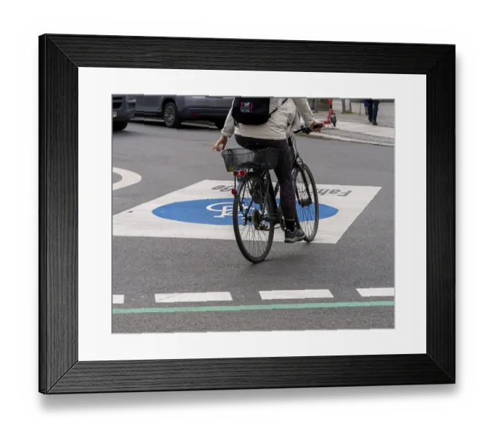 Framed Print : Symbolic photo on the subject of bicycle lanes in Berlin