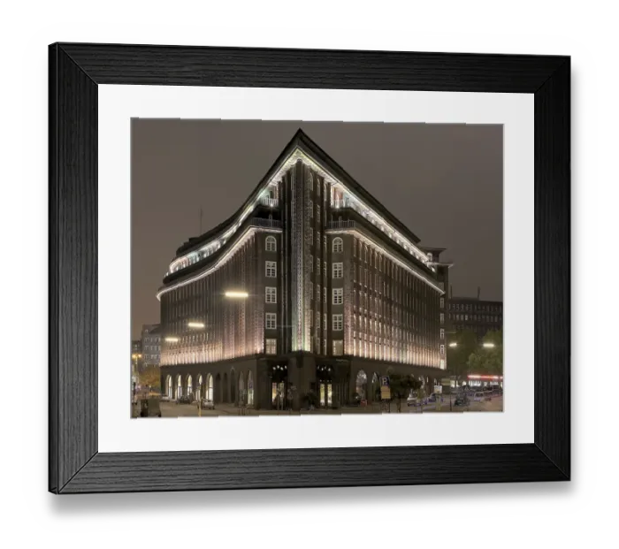 Framed Print : Chilehaus, illuminated at night