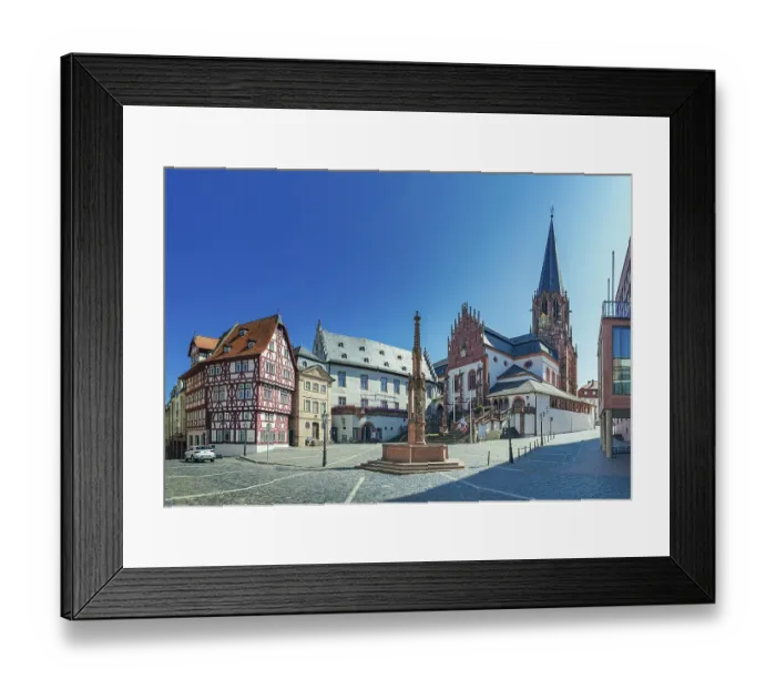 Framed Print : Collegiate Basilica of St Peter and Alexander and Town Hall in Aschaffenburg, Bavaria, Germany, Europe Framed Print : Collegiate Basilica of St Peter and Alexander and Town Hall in Aschaffenburg, Bavaria, Germany, Europe