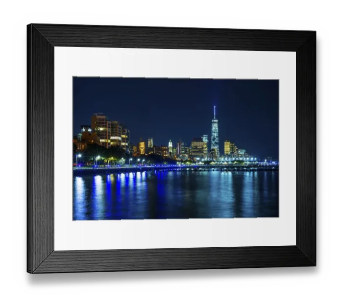 Framed Print : Skyline at night, Downtown, Manhattan