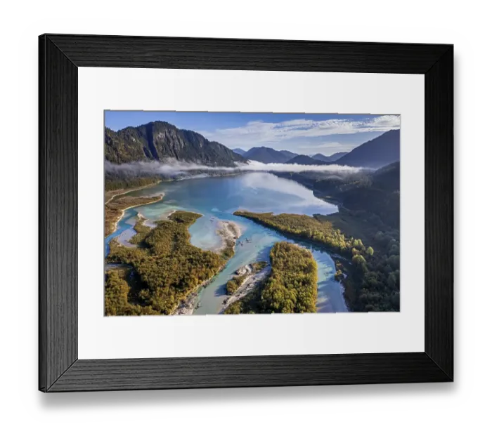 Framed Print : Aerial view of a mountain lake in autumn Framed Print : Aerial view of a mountain lake in autumn