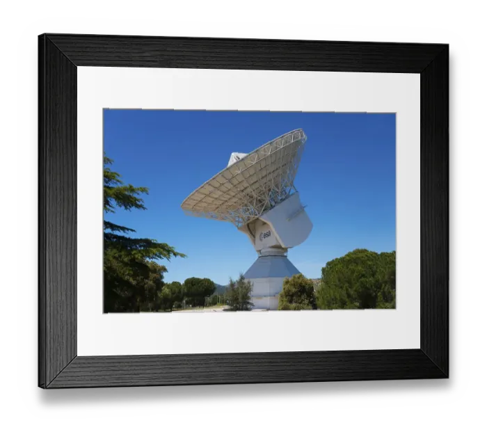 Framed Print : ESA's large radio telescope under a clear blue sky Framed Print : ESA's large radio telescope under a clear blue sky