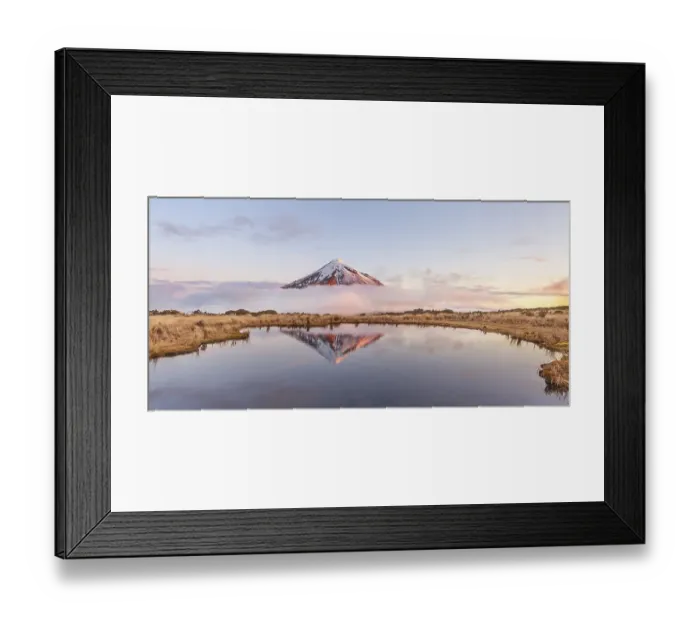 Framed Print : Reflection in Pouakai Tarn lake Framed Print : Reflection in Pouakai Tarn lake