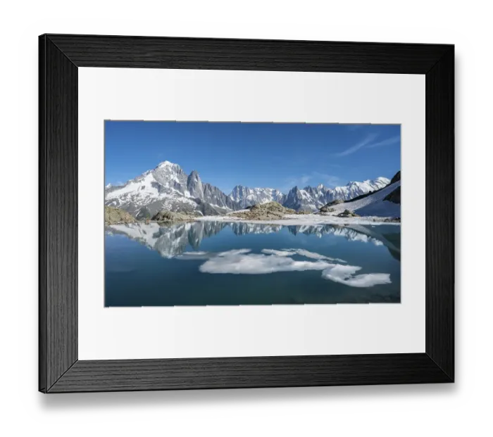 Framed Print : Mountain panorama, ice floe on Lac Blanc