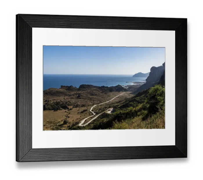 Framed Print : Rugged mountains over Fazayah beach Framed Print : Rugged mountains over Fazayah beach