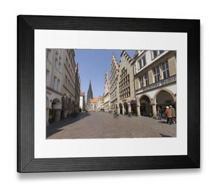 Framed Print : Lamberti-Church, city wine house and townhall at Prinzipalmarkt