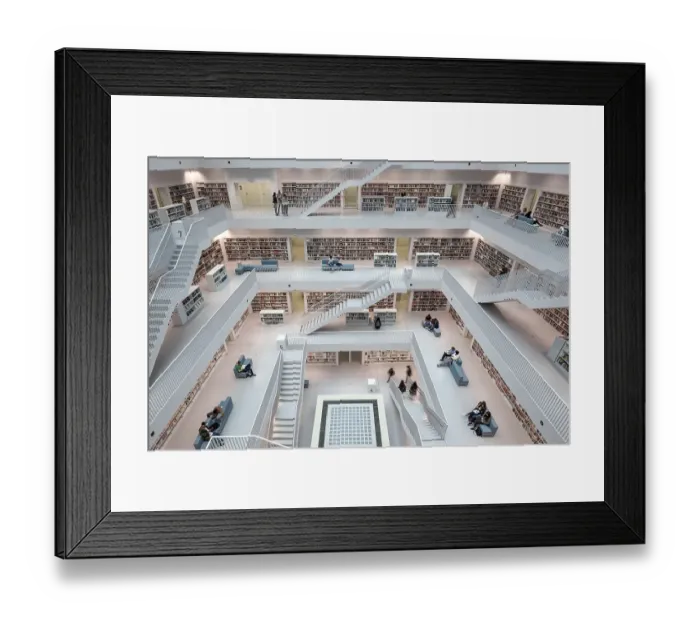 Framed Print : City Library, Interior, Stuttgart Framed Print : City Library, Interior, Stuttgart