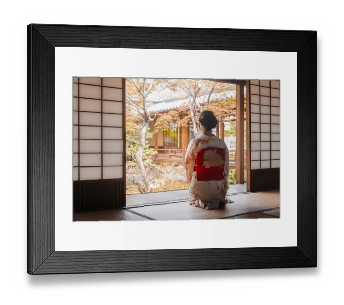 Framed Print : Japanese woman dressed with kimono