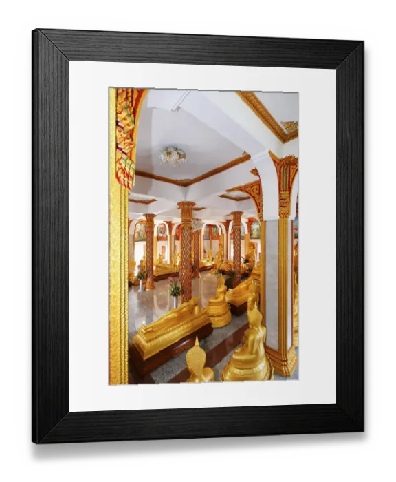 Framed Print : Room with golden Buddha statues