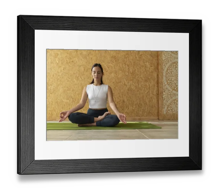 Framed Print : Woman meditating with her hands in gyan mudra position
