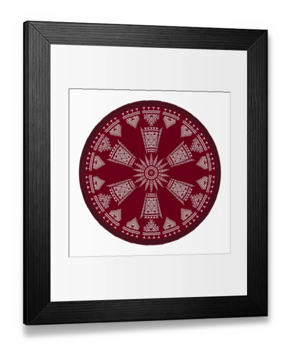 Framed Print : Tunisian embroidery inspired round design element