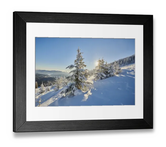 Framed Print : View from Arber on hilly landscape with spruce forest (Picea abies) in winter Framed Print : View from Arber on hilly landscape with spruce forest (Picea abies) in winter