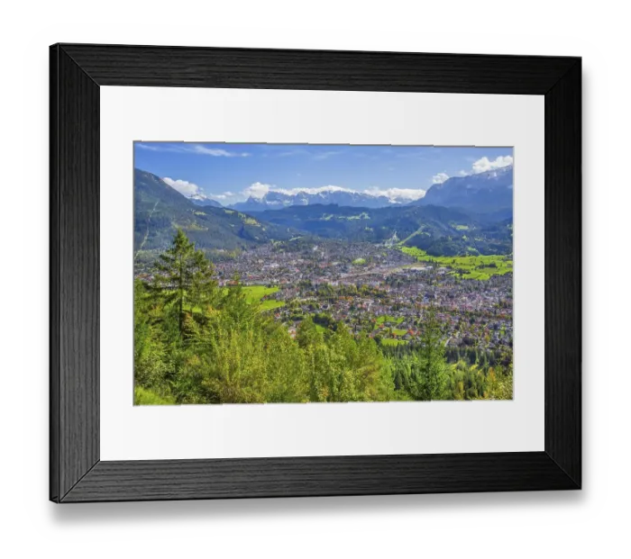 Framed Print : Site overview with Karwendel and Wetterstein mountains