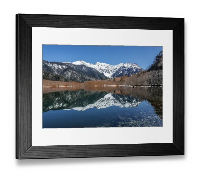 Framed Print : Snow-covered mountains at a lake Framed Print : Snow-covered mountains at a lake