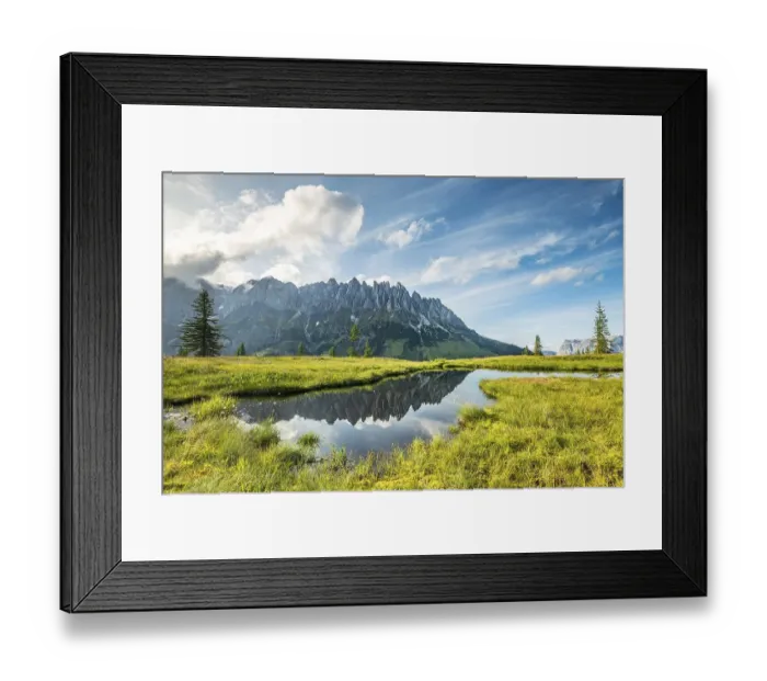 Framed Print : Mandelwand reflected in lake, Mandlwaende