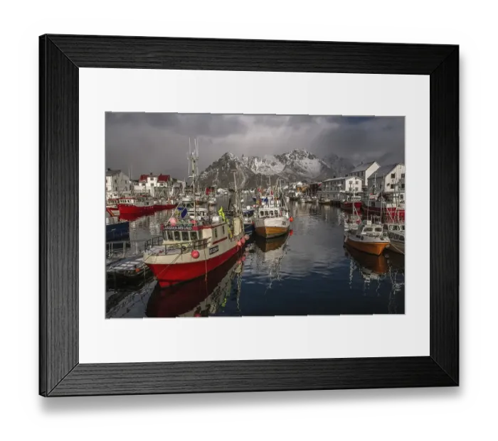 Framed Print : Fishing village Henningsvaer, Austvagoy