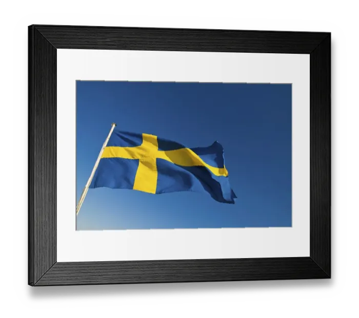 Framed Print : Swedish flag blowing in the wind Framed Print : Swedish flag blowing in the wind