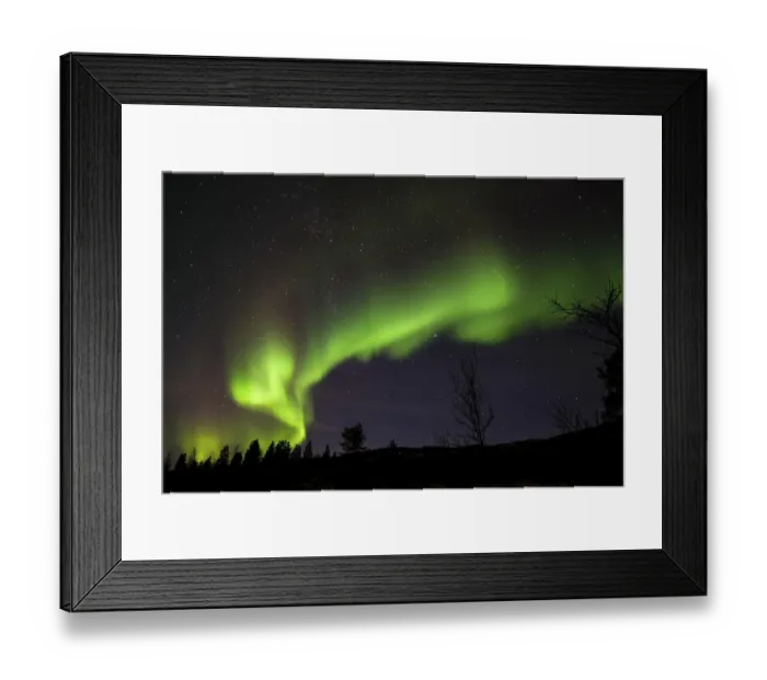 Framed Print : Northern Lights, Aurora borealis over trees
