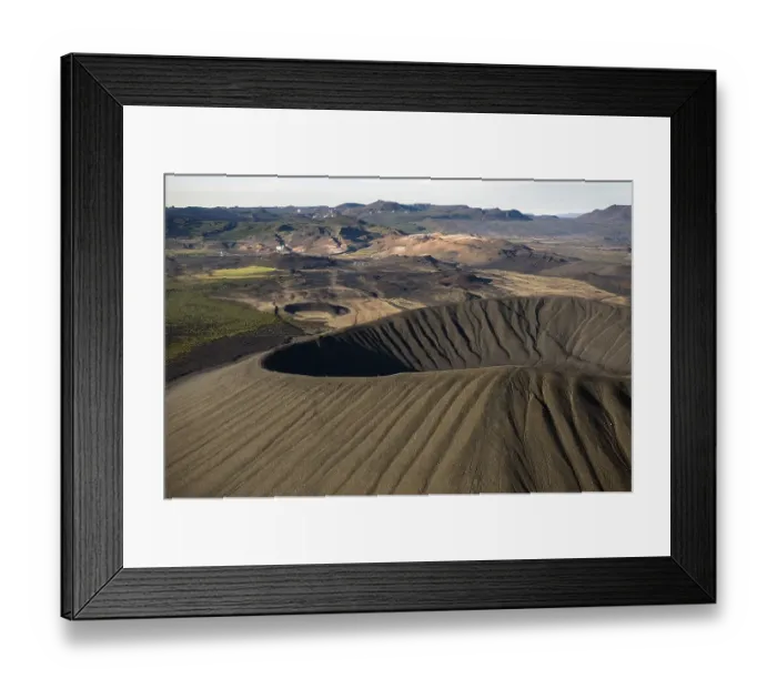 Framed Print : Aerial view, Hverfjall crater at Lake Myvatn