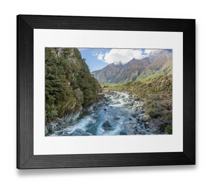 Framed Print : Matukituki River, river flows through the valley Framed Print : Matukituki River, river flows through the valley