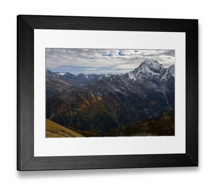 Framed Print : Autumnal mountain landscape with Ortles mountains