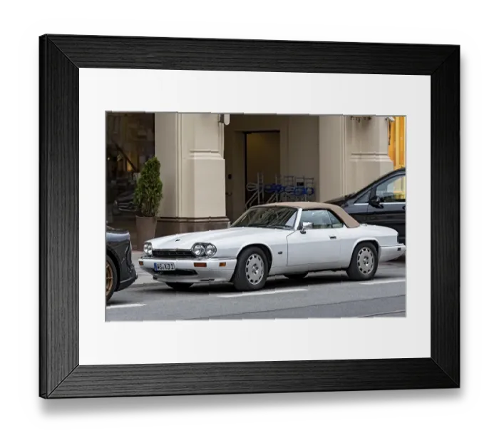 Framed Print : Parked vintage sports car Jaguar XJ-S V12 Convertible