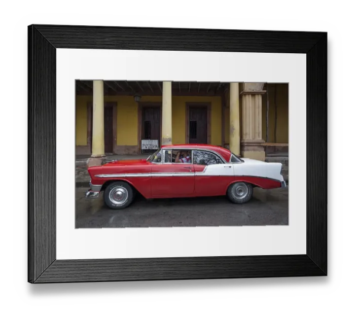 Framed Print : Vintage car, red and white, 1950s