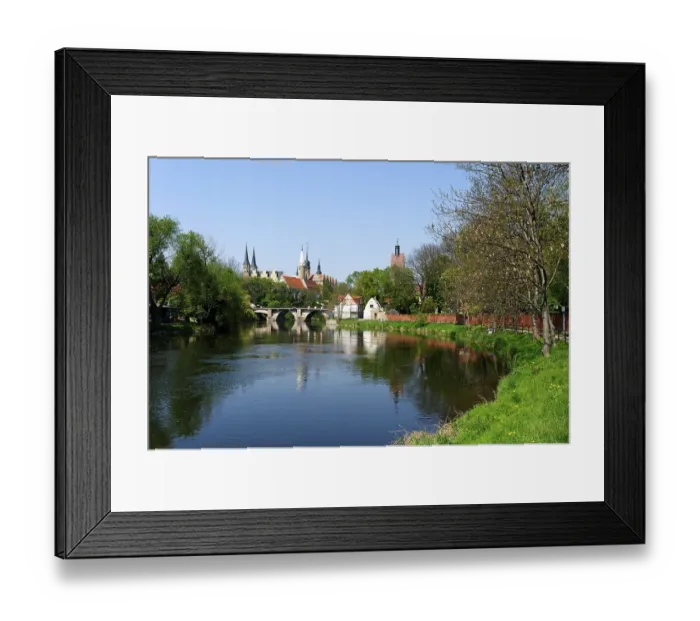 Framed Print : Saale river with the cathedral district and the castle at back