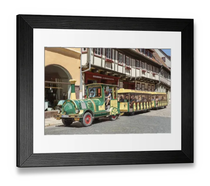 Framed Print : Quedlinburger Bimmelbahn in the old town centre of Quedlinburg