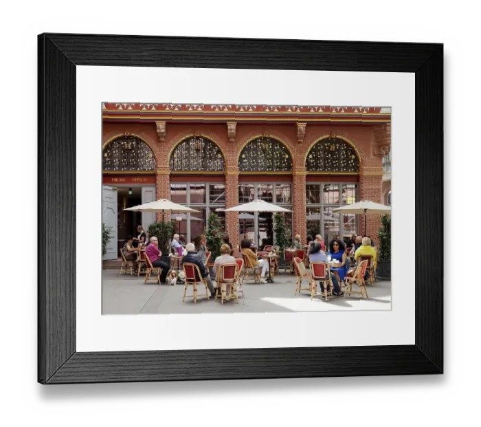 Framed Print : People in the outdoor gastronomy in front of the Goldene Waage coffee house Framed Print : People in the outdoor gastronomy in front of the Goldene Waage coffee house