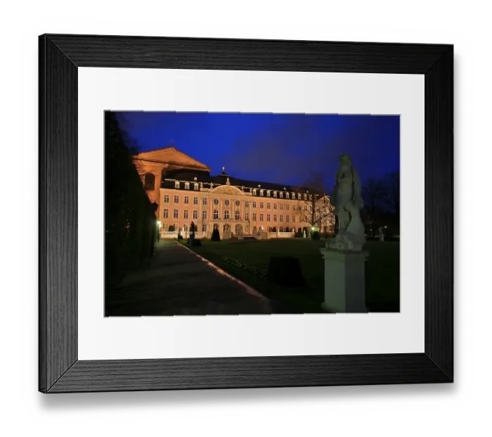 Framed Print : Constantine Basilica and Palace of the Prince Elector viewed from the statues in the palace garden