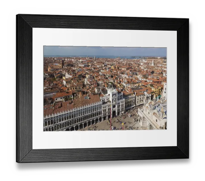 Framed Print : Procuratie Vecchie building with St Mark's clock tower and St Mark's Basilica