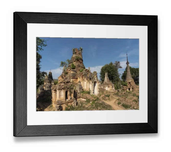 Framed Print : Crumbling stupas at Nyaung Oak Monastery in Inthein Framed Print : Crumbling stupas at Nyaung Oak Monastery in Inthein