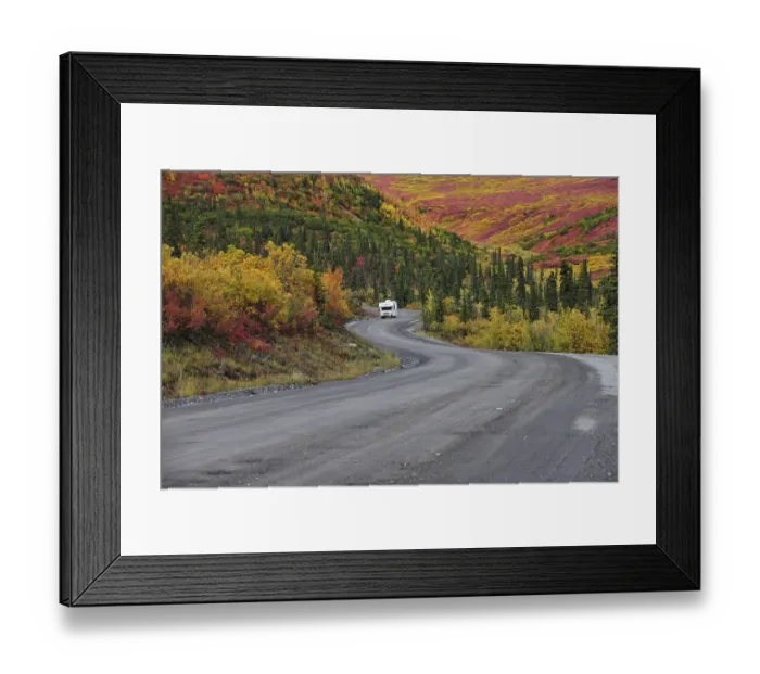 Framed Print : Motorhome driving through the Denali National Park