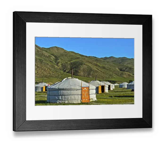Framed Print : Yurts, camp in the Orchon Valley near Charchorin Framed Print : Yurts, camp in the Orchon Valley near Charchorin