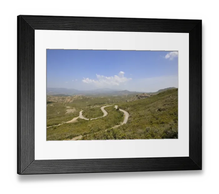 Framed Print : Landscape, gravel road between Arnithea and Messanagros