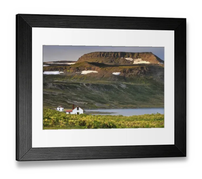 Framed Print : Old houses, Hesteyri, Hesteyrarfjoerour or Joekulfiroir Framed Print : Old houses, Hesteyri, Hesteyrarfjoerour or Joekulfiroir