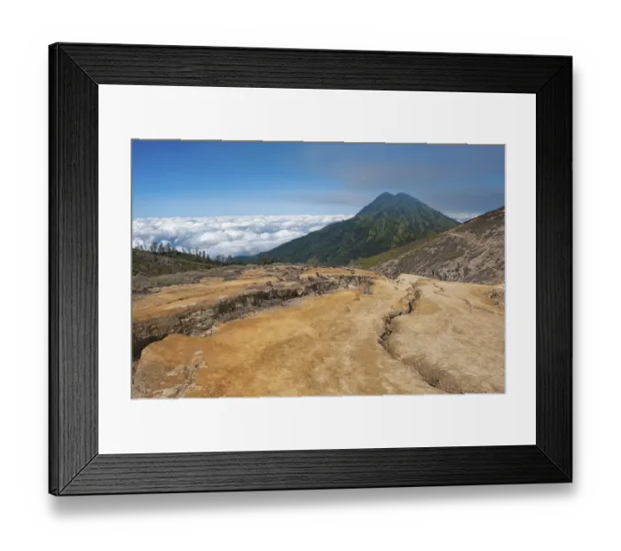 Framed Print : Kawah Ijen volcano ridge, Ijen crater