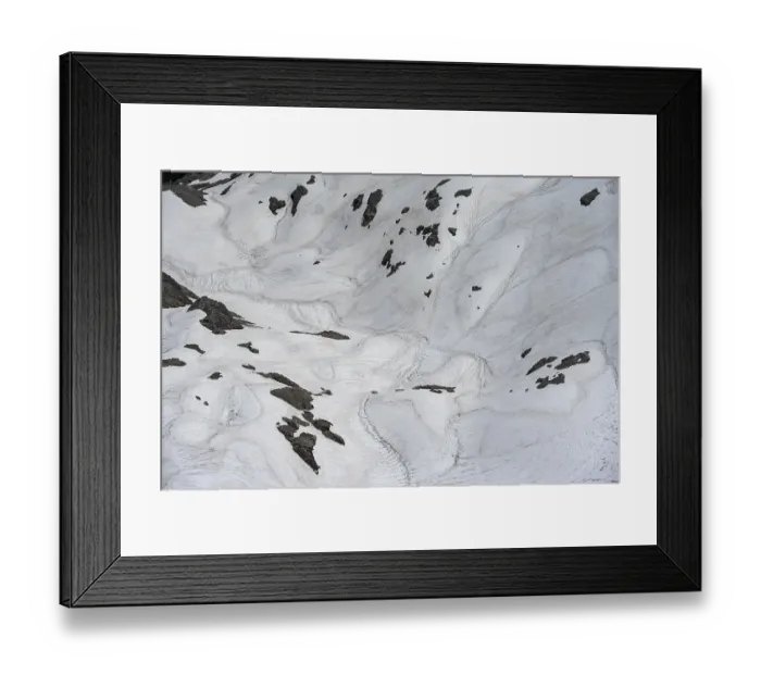 Framed Print : Detail, old snow fields in a rock basin