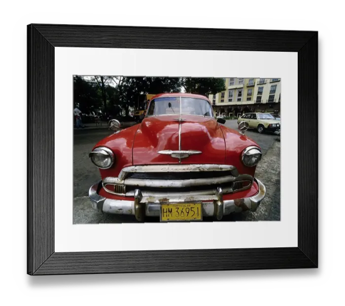 Framed Print : US-vintage car parking at the roadside