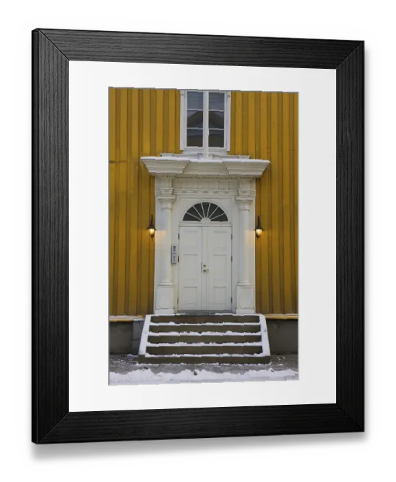 Framed Print : Entrance door in the historic town centre of Tromso