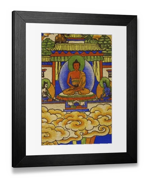 Framed Print : Buddha sitting on a lotus throne Framed Print : Buddha sitting on a lotus throne