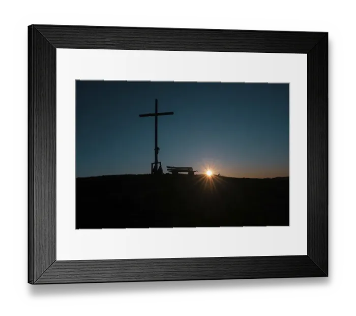 Framed Print : Summit cross, observation bench