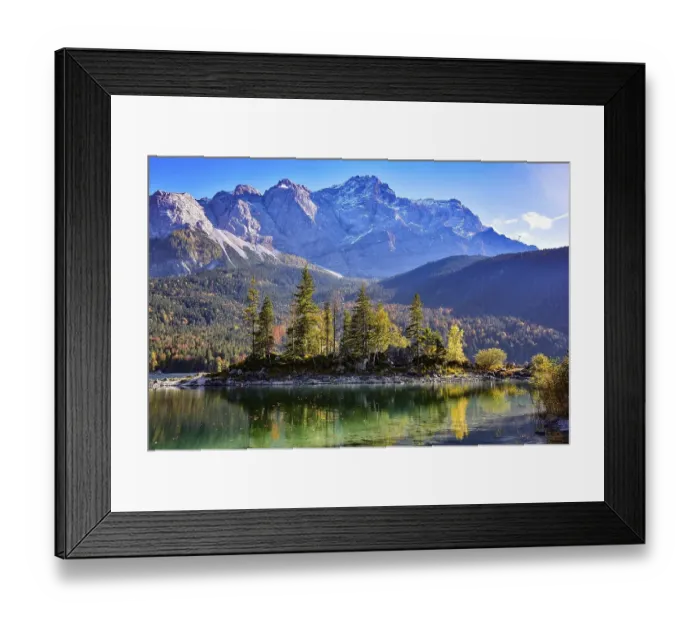Framed Print : Island in the Eibsee lake near Grainau