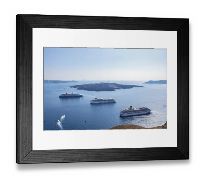 Framed Print : Three cruise ships, Fira, Santorini