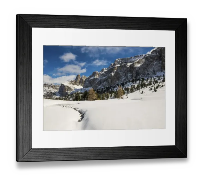Framed Print : Snow-covered mountains, view of the Sella
