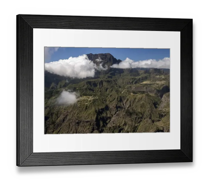 Framed Print : View from the Le Maido lookout in the Cirque de Mafate with Piton des Neiges vulcano Framed Print : View from the Le Maido lookout in the Cirque de Mafate with Piton des Neiges vulcano
