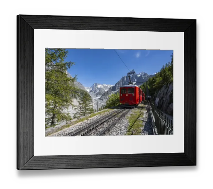 Framed Print : Cogwheel railway to the Montenvers mountain summit