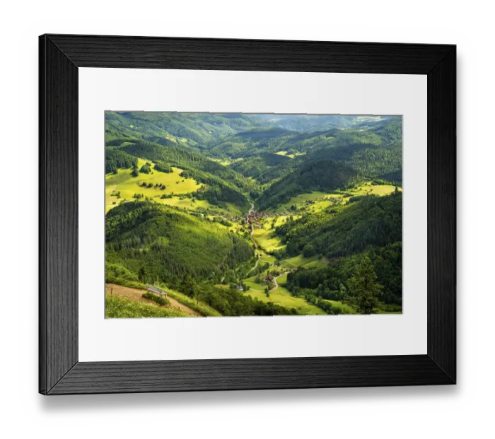 Framed Print : Hilly landscape with a village Framed Print : Hilly landscape with a village
