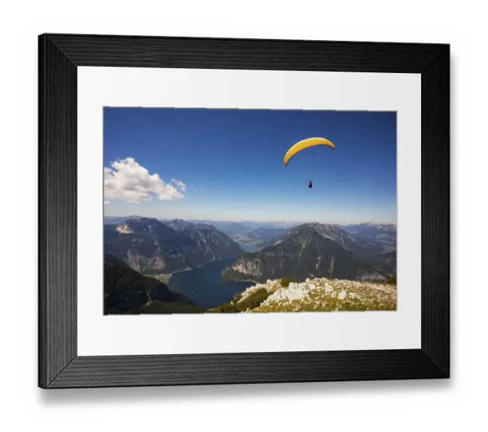 Framed Print : Paragliding on the Krippenstein with Hallstaettersee